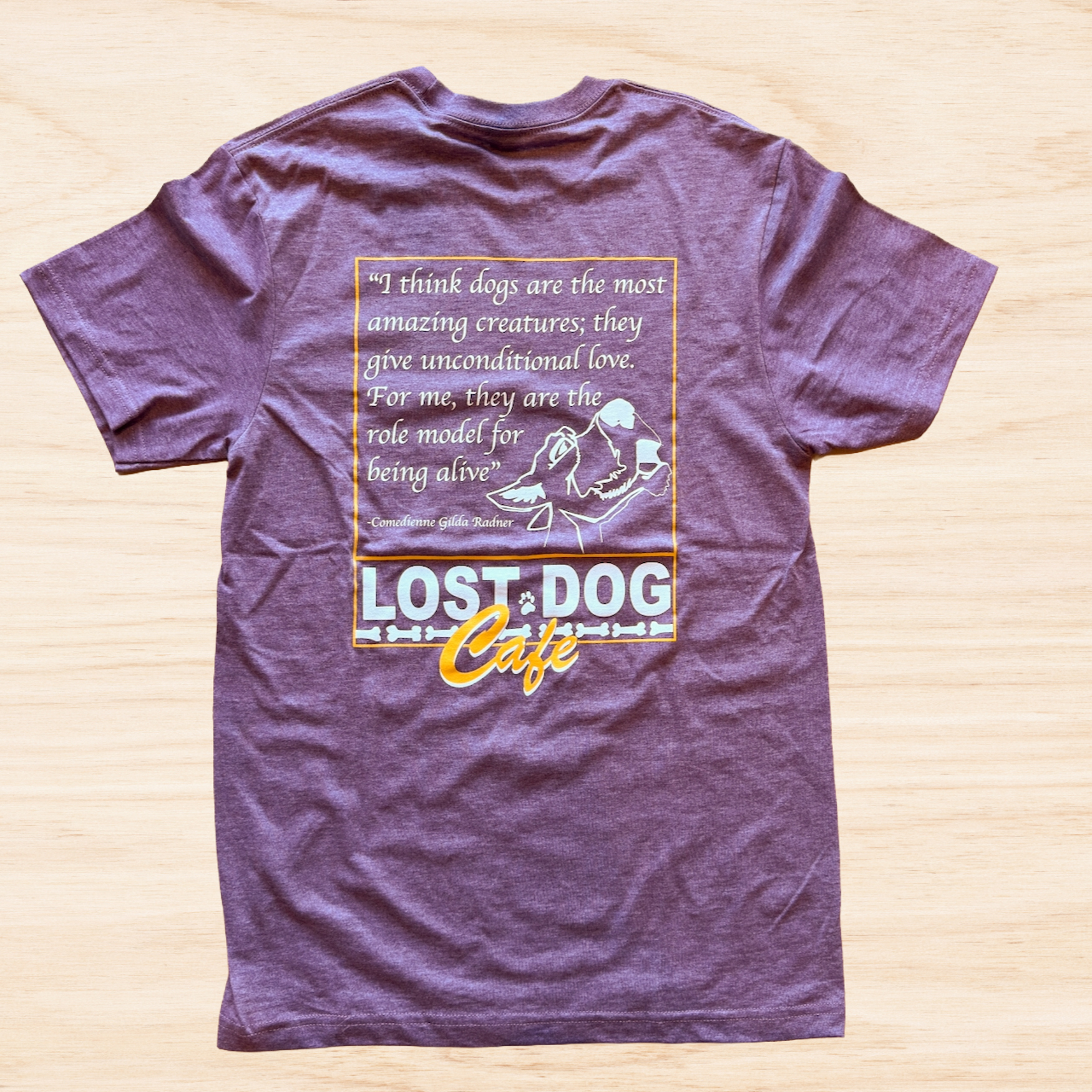 Short Sleeve T-Shirt - Gilda Radner - Maroon - Lost Dog Cafe